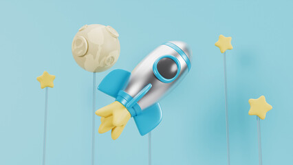 Rocket illustration isolated stylised children background