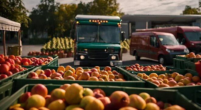 Truck with fruit.