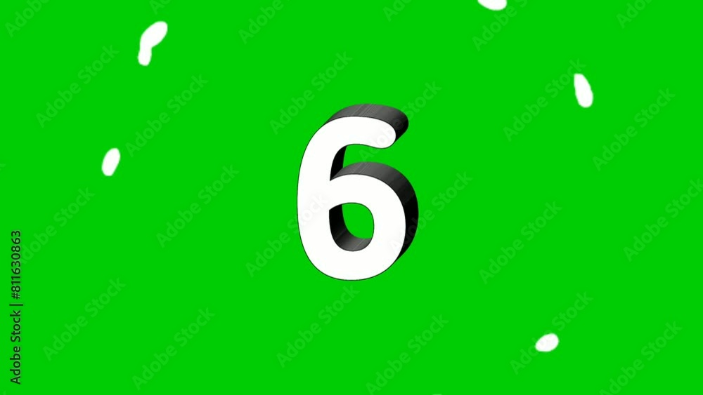 Poster countdown cartoon number 10 ten to 1 zero motion graphics animation on green screen.the number revea