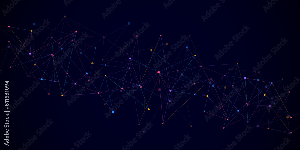 Poster abstract technology background with connecting the dots and lines. global network connection, intern