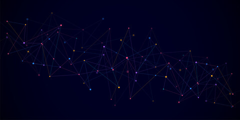 Abstract technology background with connecting the dots and lines. Global network connection, internet technology and digital communication concept