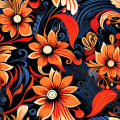 Flowers digital art seamless pattern, the design for apply a variety of graphic works