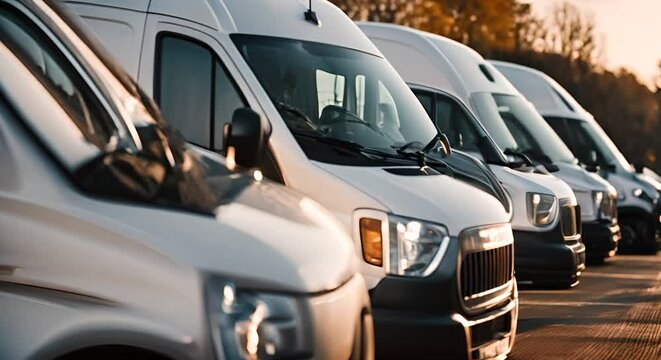 Row of delivery vans.