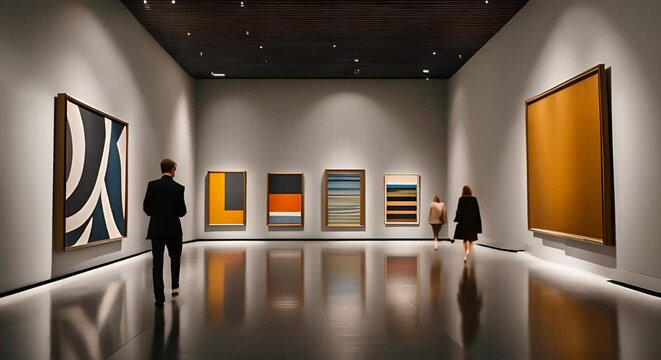 Minimalist gallery of modern or contemporary art.