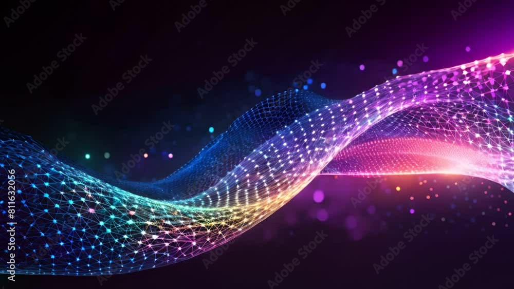 Aufkleber abstract wave of digital wave effect , lines connecting network dots