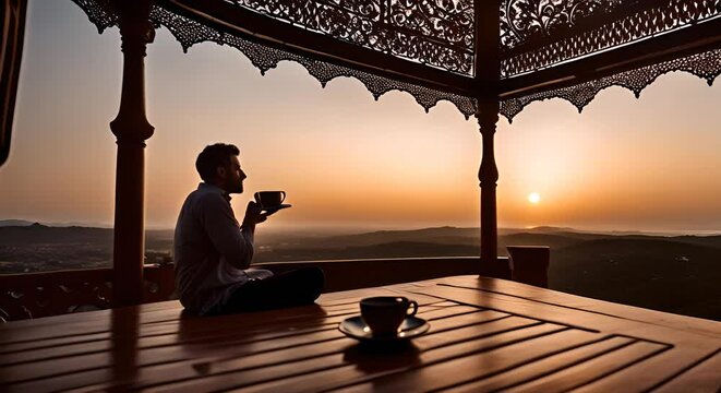 Man having tea in Morocco.