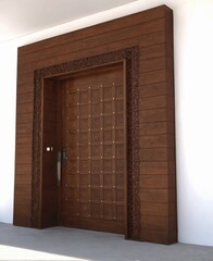 woodenn door and white background 