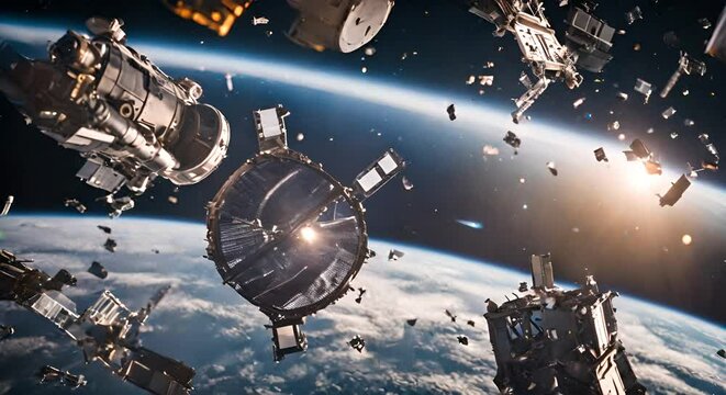 Space junk in outer space.