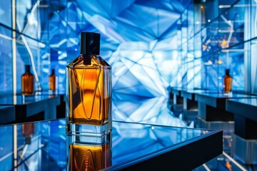 Gift scent captured in citrus elements of luxury-perfume spray during photoshoot, crafting appealing marketing strategies with ylang-ylang