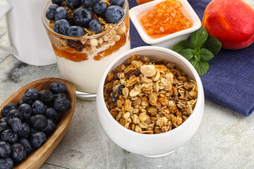 Granola museli cereal for breakfast