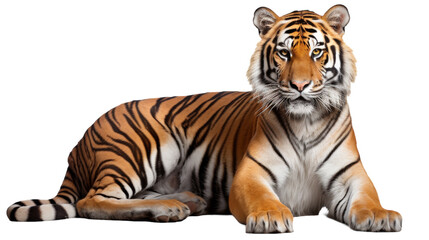 Portrait of an Asian Bengal Tiger on Transparent Background.