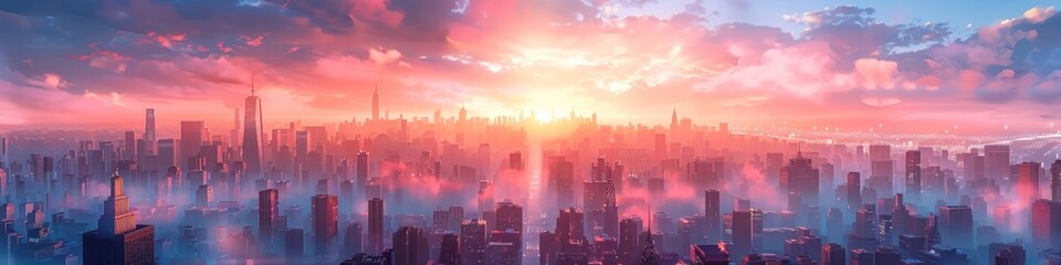 Cityscape Concerto Vibrant Sunrise Over a Bustling Metropolis