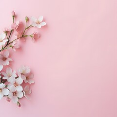 Pink background with flowers. Generative AI.