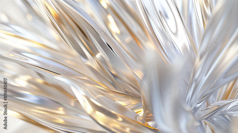 Poster detailed white gold abstract with overlapping sharp angles for visual complexity.