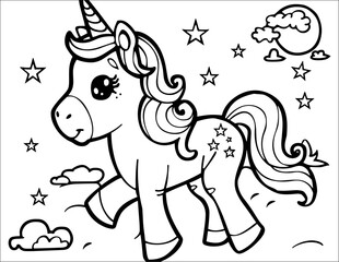 Obraz premium Vector Unicorn Coloring Pages for Toddlers and Kids