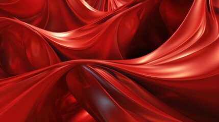 Obraz premium flowing red fabric texture with beautiful folds and curves. The deep red color dominates the entire image.
