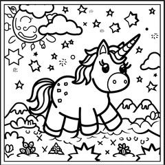 Fototapeta premium Vector Unicorn Coloring Pages Fun for Kids of All Ages