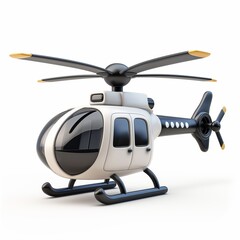 Cute Helicopter Cartoon Clay Illustration, 3D Icon, Isolated on white background