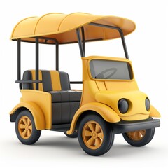 Cute Rickshaw Cartoon Clay Illustration, 3D Icon, Isolated on white background