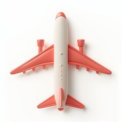 Cute Airplane Cartoon Clay Illustration, 3D Icon, Isolated on white background