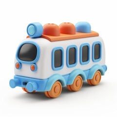 Cute Train Cartoon Clay Illustration, 3D Icon, Isolated on white background