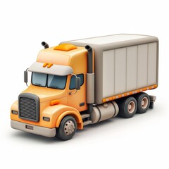 Cute Truck Cartoon Clay Illustration, 3D Icon, Isolated on white background