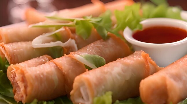 Deep-Fried Spring Rolls with Chopped Vegetables