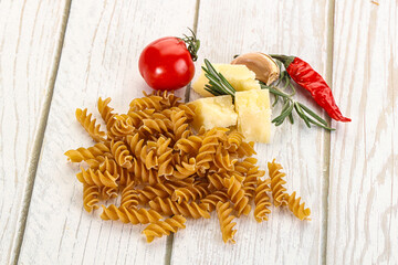 Raw whole grain pasta fusilli