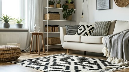 Bright and Cozy Living Room with Modern Decor and Natural Light