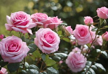 Obraz premium A view of Pink Roses in a garden