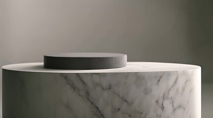 The Power of the Platform, A Black Podium Commands Attention in a Sterile Concrete Environment