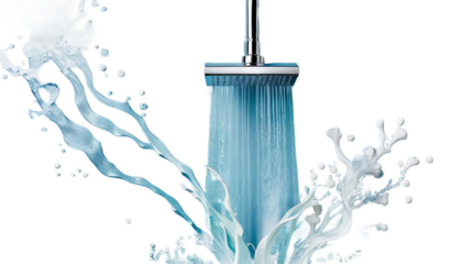 steam shower water flowing douche bathe bathroom closeup stream fog smoke warm hot brown fresh light bright procedure wet drop drip spa abstract vertical run background healthy clean cleansing nobody