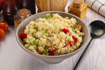 Vegan cuisine couscous with vegetables