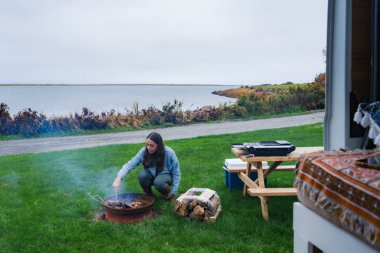 Cozy Nova Scotia Campsite Cooking by Waterside