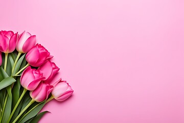 Fototapeta premium 3D render happy Mother's Day banner with copy space. Celebrating Mother's Day with, heart and flowers DESIGN. 