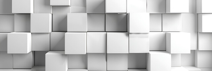 Background of randomly moved white cube boxes