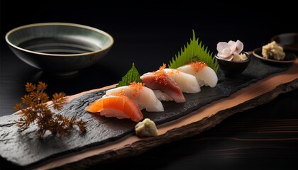 Japanese omakase, luxurious Sushi dining experience where the chef chooses the best seasonal ingredients
