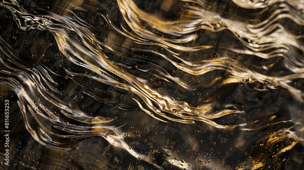Poster close-up of dark gold waves with detailed patterns and textures.