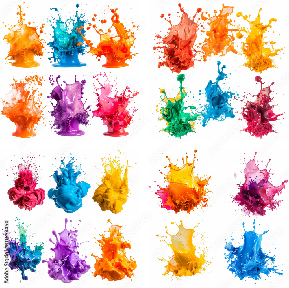 Poster splatter spot stain splashing explosion ink rainbow spray smoke vibrant creativity watercolor paint