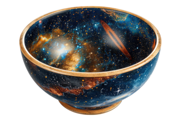 Cosmic celestial bowl isolated on transparent background
