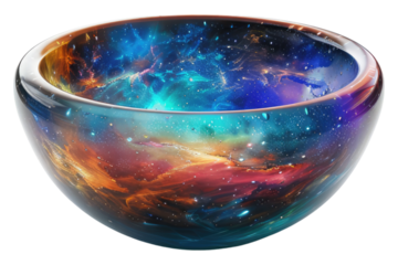 Cosmic celestial bowl isolated on transparent background