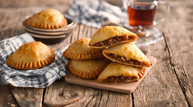 A Delicious Empanada on a Rustic Wooden Table