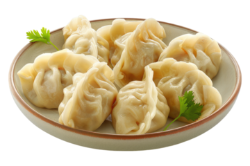 Delicious jiaozi dumplings isolated on transparent background