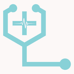 Vector medical logo icon | Hospital logo icon with heartbeat icon