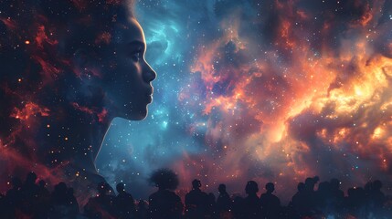 Fototapeta premium Cosmic Splendor:A Mesmerizing Celestial Landscape of Interstellar Elegance and Ethereal Grandeur