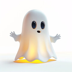 Ghost character. Halloween scary ghostly monster, dead boo spook and cute funny boohoo spooky fly anima or horror curious devil phantom costume isolated cartoon.