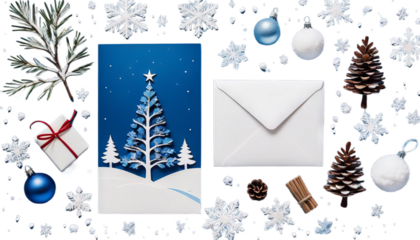 christmas blue tree card mast ticket christmassy menu greeting star comet gift surprise bow flake ribbon packet package decoration ornament fir santa saint snow party new year 2010 vacation snowflake