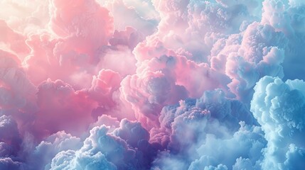 Light pink and blue clouds form a beautiful, fluffy, cotton candy sky.