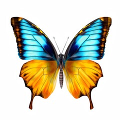 Fototapeta premium Beautiful blue yellow butterfly. Generative AI.