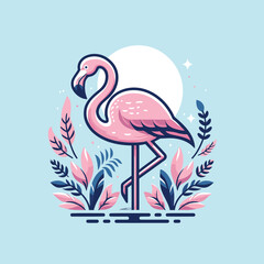 Flamingo bird illustration design on background